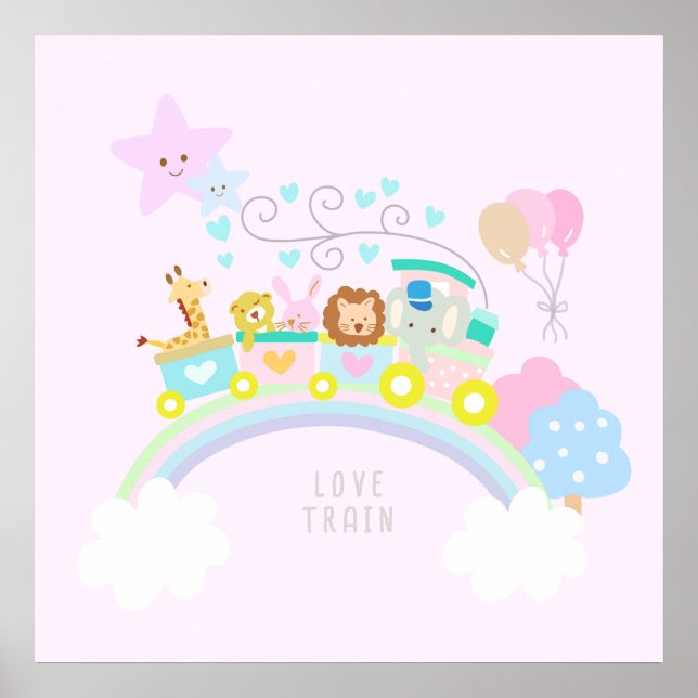 Poster Treine Animais Rosa (Frente)