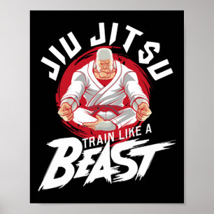 Poster Treine Como Uma Fera - Jiu Jitsu Brasileiro Mma Bj