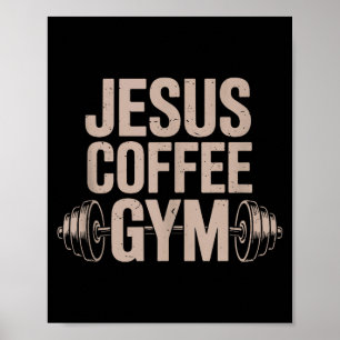 Poster Treino Cristão Engraçado Jesus Café Academia Halte