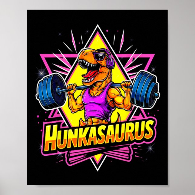 Poster Treino de Academia Hunkasaurus T-rex Powerlifting  (Frente)