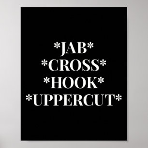 Poster Treino de Boxeador Jab Cross Hook Uppercut Mulhere
