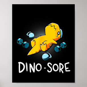 Poster Treino de Dinossauro Engraçado Academia Fitness Le