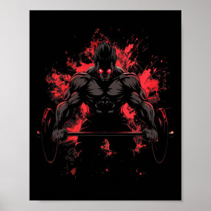 Poster Treino de musculação Anime masculino Powerlifting