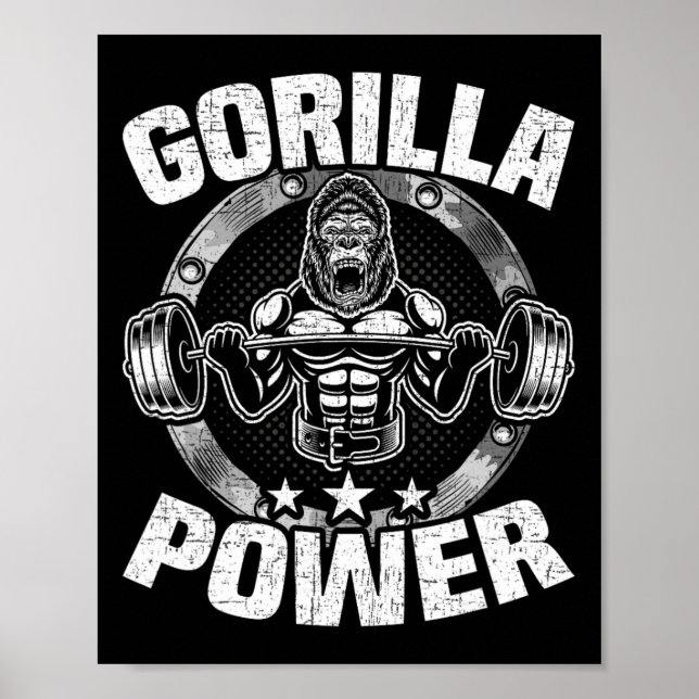 Poster Treino de musculação com força de gorila  (Frente)