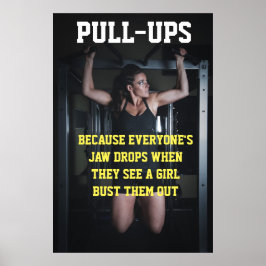 Pôster Treino de Pull-Ups para Meninas Citação Motivacion