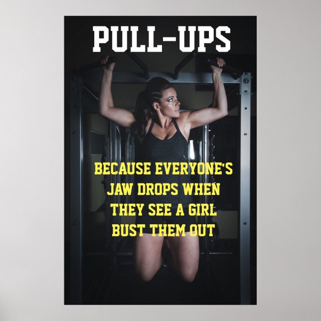 Pôster Treino de Pull-Ups para Meninas Citação Motivacion (Frente)