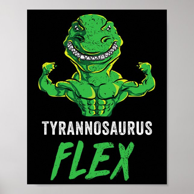 Poster Treino do T Rex Dinosaurio Engraçado Ginásio Levan (Frente)