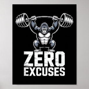 Poster Treino Motivacional Zero Desculpas Gorilla Gym