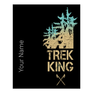 Pôster Trekking and Caminking Outdoor Vintage Forest Desi