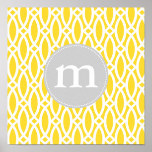 Poster Treliça moderna amarela elegante personalizada
