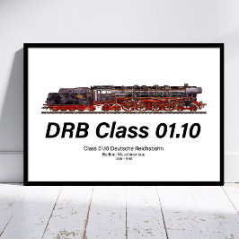 Poster Trem a Vapor DRB Classe 01.10 Deutsche Reichsbahn