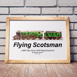 Poster Trem a vapor Flying Scotsman locomotiva inglesa