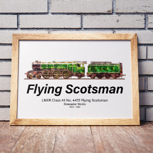 Poster Trem a vapor Flying Scotsman locomotiva inglesa