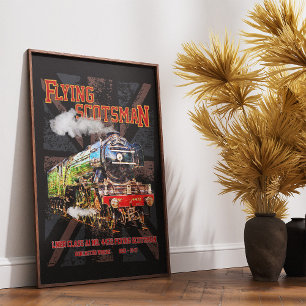 Poster Trem a vapor Flying Scotsman locomotiva inglesa 