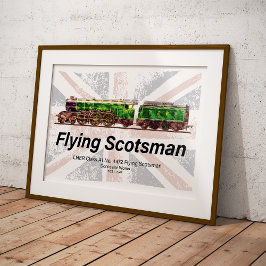 Poster Trem a vapor Flying Scotsman locomotiva inglesa