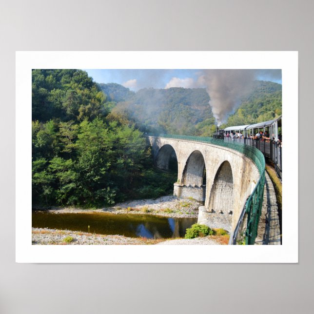Pôster Trem a vapor sobre ponte (Frente)