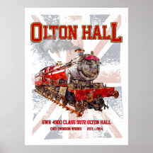 Trem a vapor vintage Olton Hall locomotiva inglesa