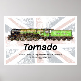 Poster Trem a vapor vintage Tornado locomotiva inglesa