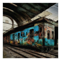 Trem Abandonado com Arte Urbana de Grafite