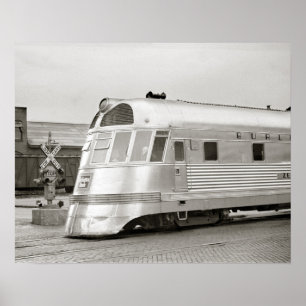 Pôster Trem aerodinamizado Zephyr, 1939. Foto do vintage