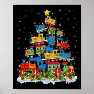 Poster Trem Amante Árvore de Natal Santa Trem de Natal