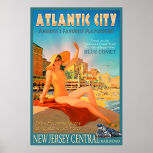 Poster Trem Blue Comet New Jersey Central Railroad Novo