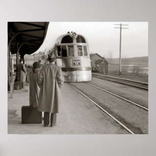 Pôster Trem Burlington Zephyr, 1940. Foto Vintage
