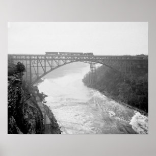 Poster Trem Cruzando o Rio Niagara, 1910. Foto Antiga