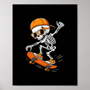 Poster Trem de Esqueleto de Halloween Skate Patins Divert