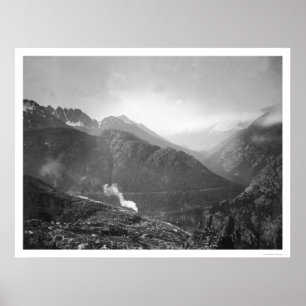Poster Trem de estrada de ferro branco Alaska da passagem