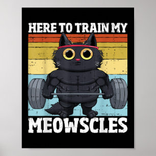 Poster Trem de Gato Meus Músculos Divertido Treino de Aca