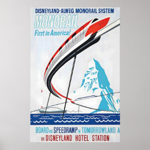 Poster Trem de Monorrilho Americano EUA Viagem Passagem d
