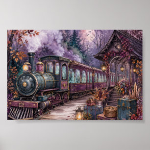 Poster Trem Expresso Esqueleto Gótico Whimsigoth Assombra