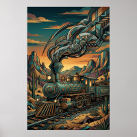 Trem Expresso Western Art Deco, Arte de Parede Geo