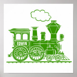 Pôster Trem gráfico verde personalizado arte infantil ber