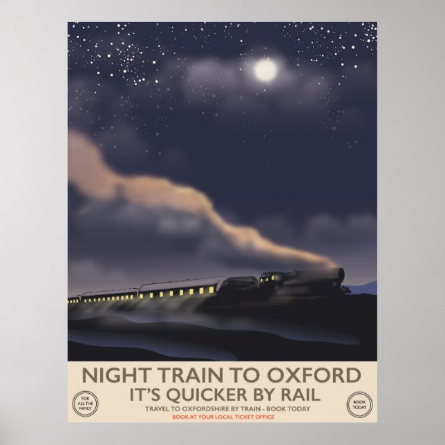 Poster Trem noturno para Oxford (Frente)