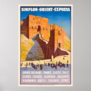 Poster Trem Simplon Orient Express Viagens Mundiais Vinta