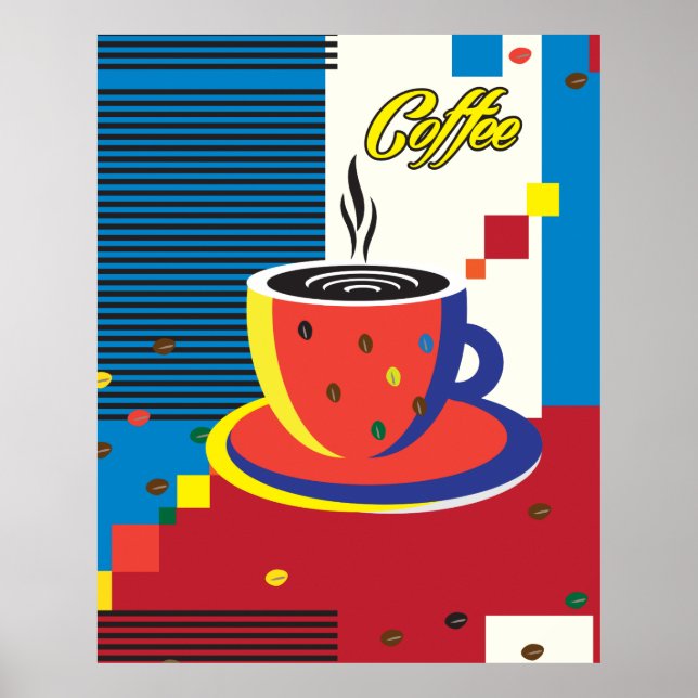 Poster Trendência Contemporânea da Taça de Café abstrato (Frente)