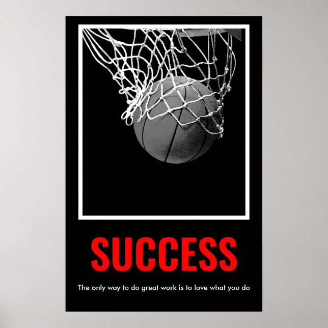 Poster Trendência Motivacional de Basquete de Sucesso (Frente)