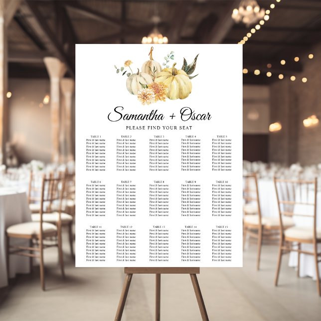 Poster Trendy Autumn Watercolor Pumpkin & Flowers (Criador carregado)