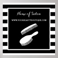Trendy Black White Stripes Hair Sinal de Salão