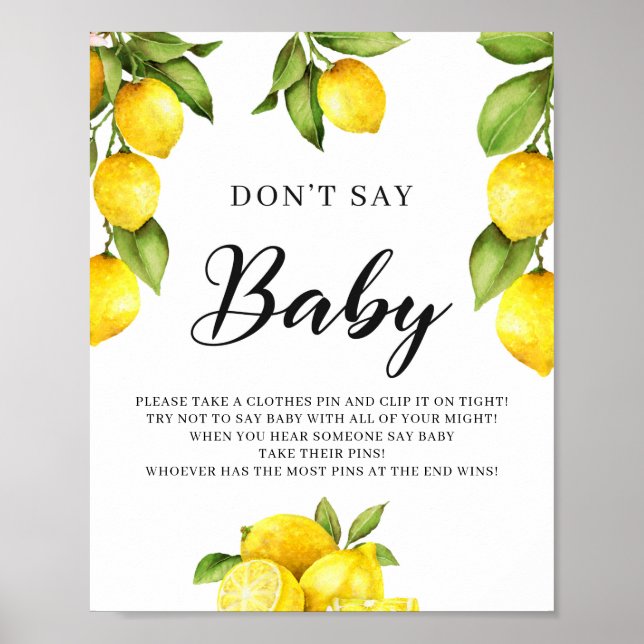 Poster Trendy Citrus Lemons Não Digam Sinal De Jogo De Be (Frente)