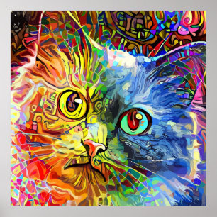 Poster Trendy Colorful Tabby Cat