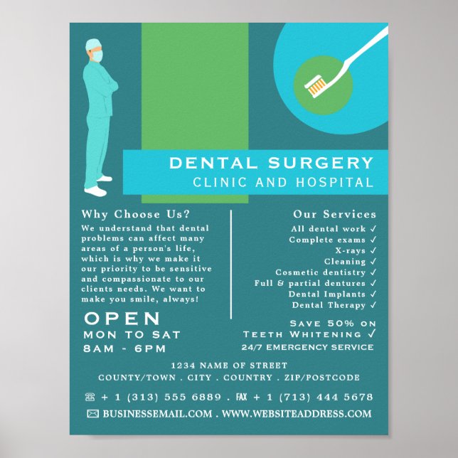 Poster Trendy Dentist Design, Odontologia, Dentista Adver (Frente)