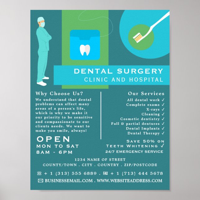 Poster Trendy Dentist Design, Odontologia, Dentista Adver (Frente)