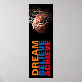 Poster Trendy Dream Acredita em Atingir Porta de Basquete