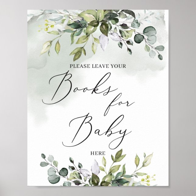 Poster Trendy Greenery Foliage Boho Livros para Bebê (Frente)