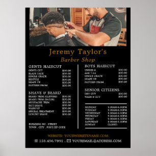 Poster Trendy Hair Cut, Lista de Preços de Barberes Mascu