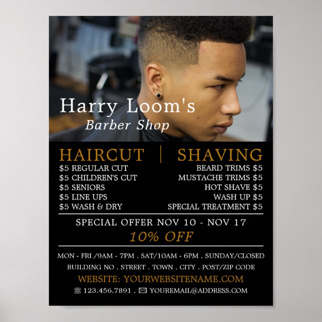 Poster Trendy Hair Cut, Publicidade de barbeiros masculin (Frente)