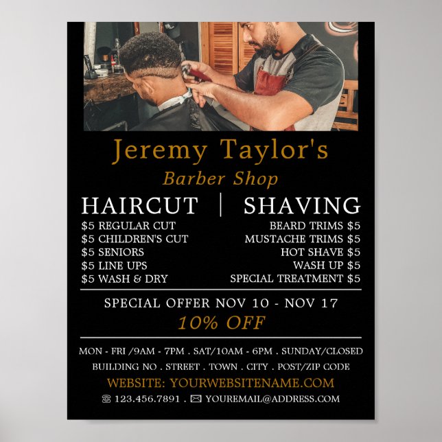 Poster Trendy Hair Cut, Publicidade de barbeiros masculin (Frente)